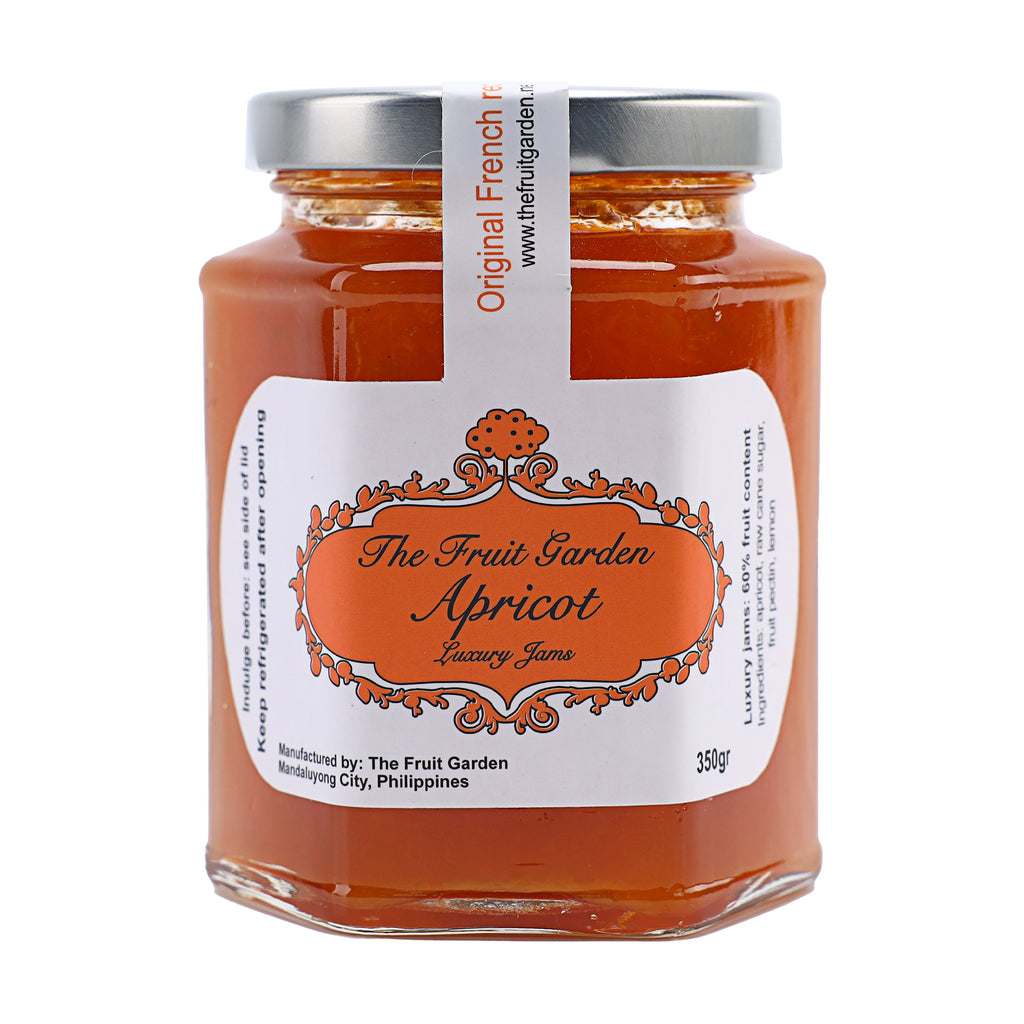 A bottle of The Fruit Garden Apricot Jam 350g from the healthy food grocery