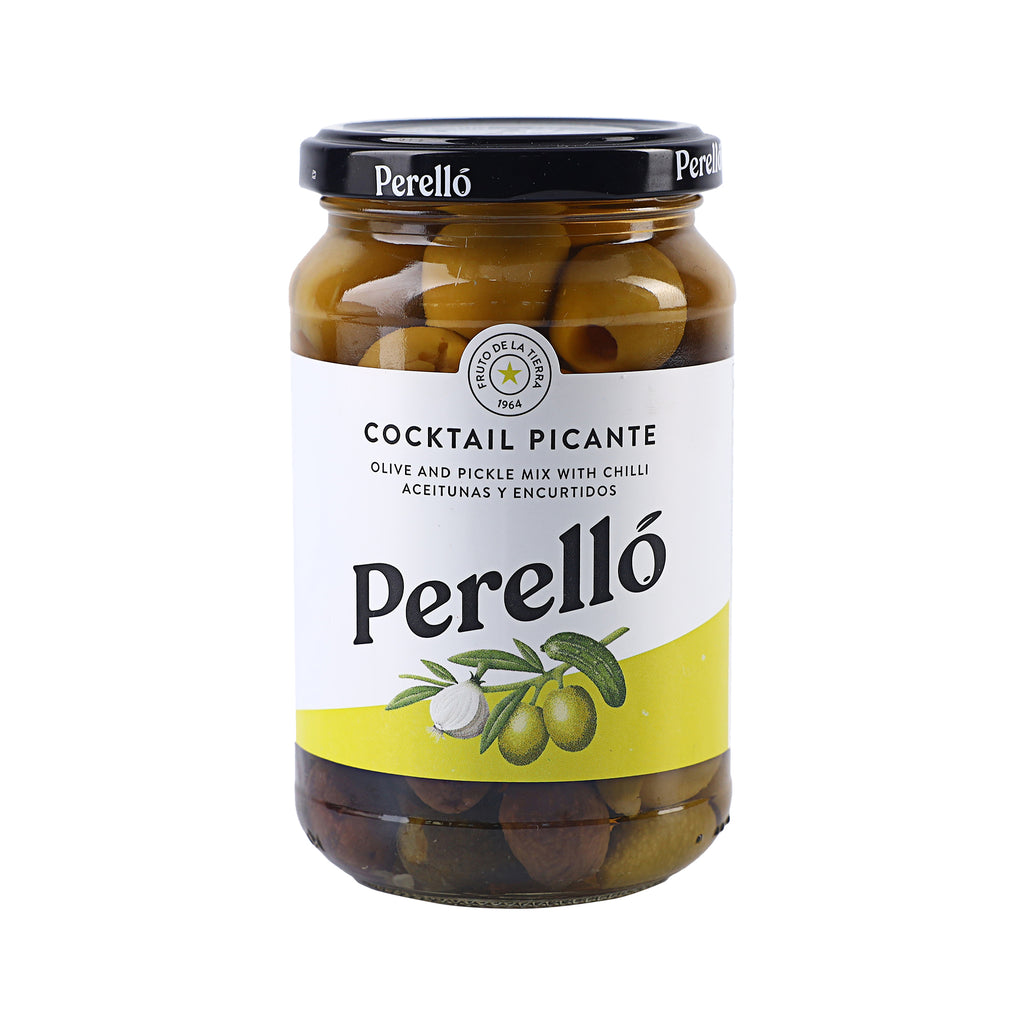 A bottle of Perello Spicy Cocktail 370g from the healthy food grocery