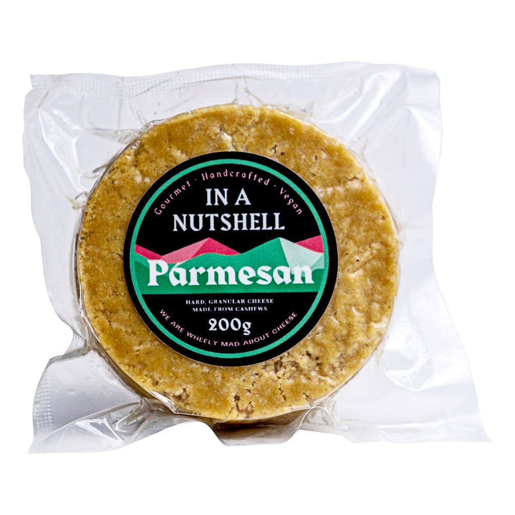A pack of In a Nutshell Parmesan Vegan Cheese 200g, premium cheese