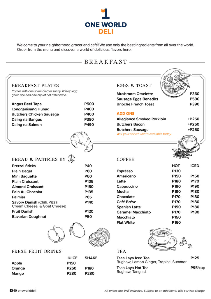 One World Menu NEW BREAKFAST MENU – One World Deli