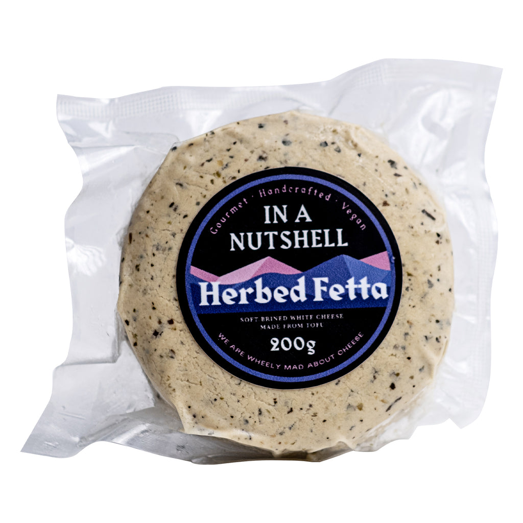 A pack of In a Nutshell Herbed Feta Vegan Cheese 200g, premium cheese