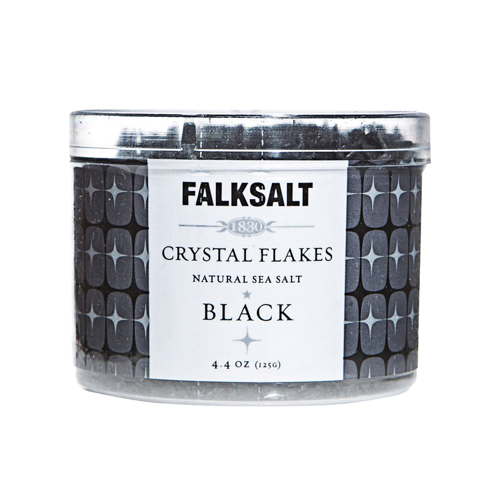 A can of Falksalt Black Natural Sea Salt Flakes in 125 grams