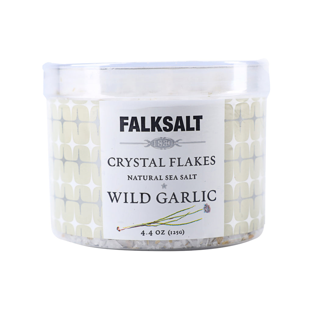 A can of Falksalt Wild Garlic Sea Salt Flakes in 125 grams