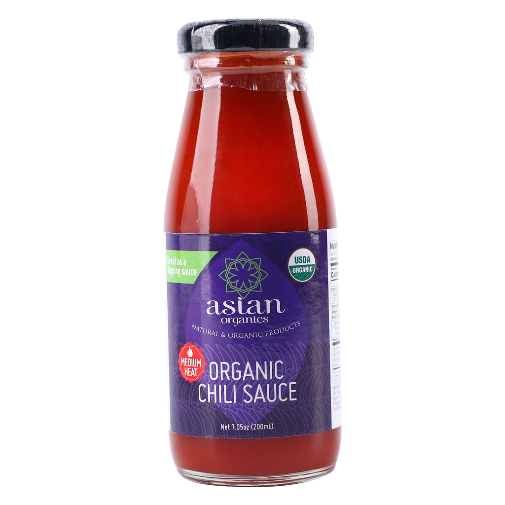 A bottle of Asian Organics Chili Sauce in 200ml from the healthy food grocery