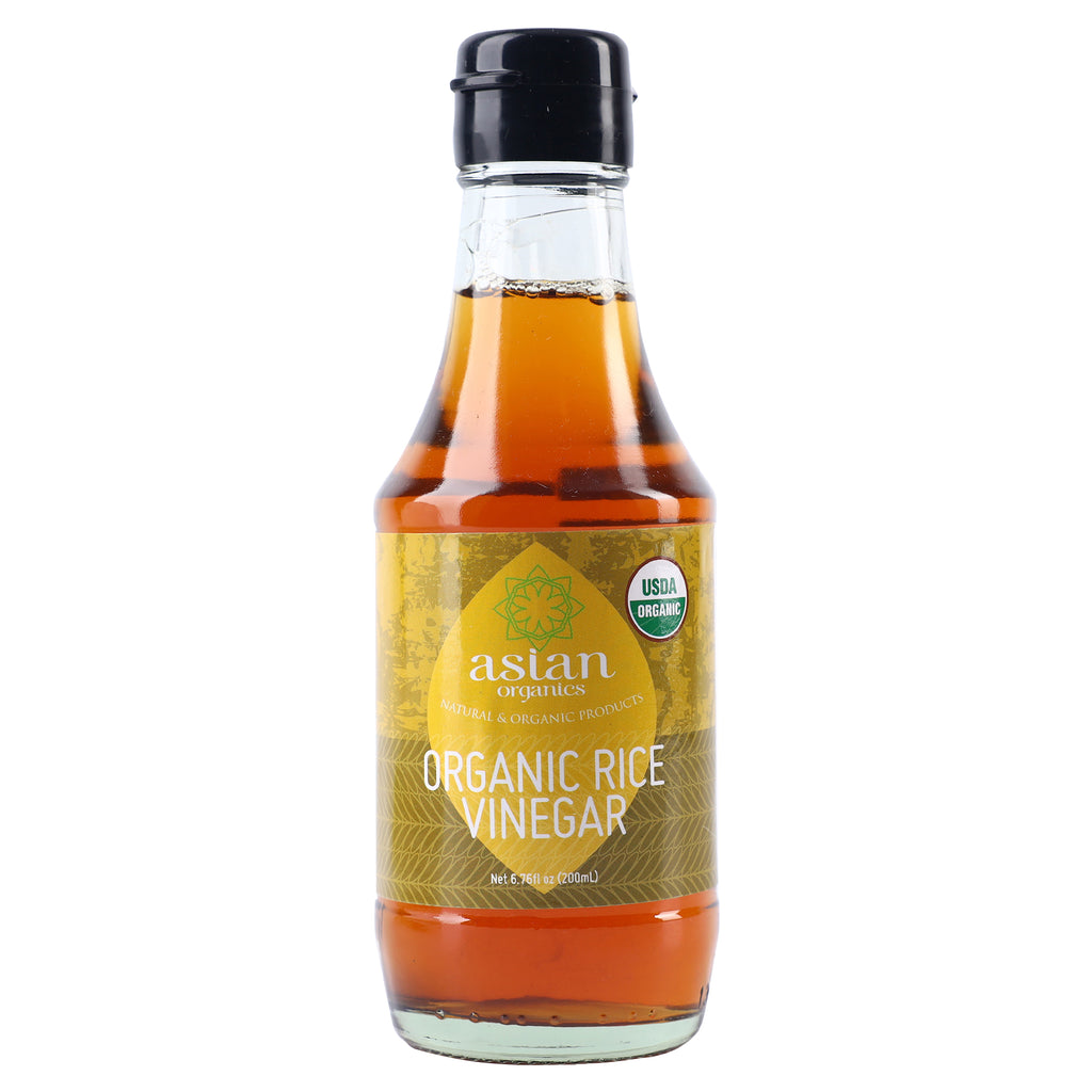 A bottle of Asian Organics Rice Vinegar in 200ml from the healthy food grocery
