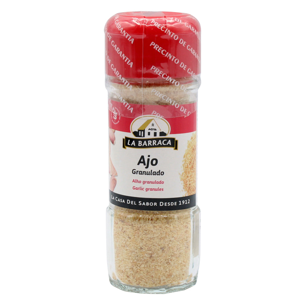 A bottle of La Barraca Garlic Granulated in 50g from the healthy food grocery
