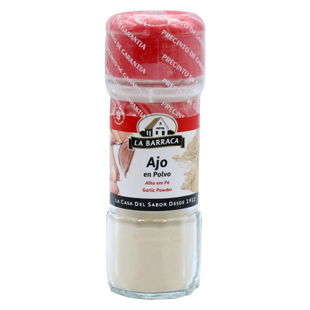 A bottle of La Barraca Garlic Powder in 38g from the healthy food grocery