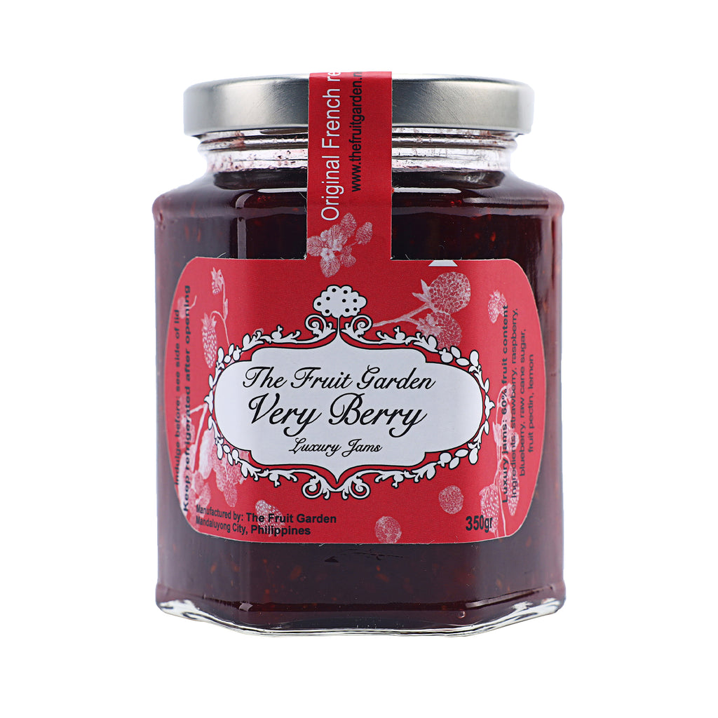 A bottle of The Fruit Garden Very Berry Jam 350g from the healthy food grocery
