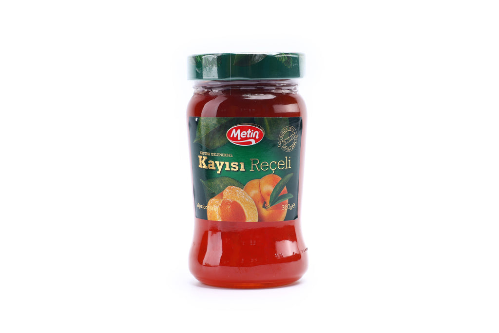 A bottle of Metin Apricot Jam in 360g from the healthy food grocery