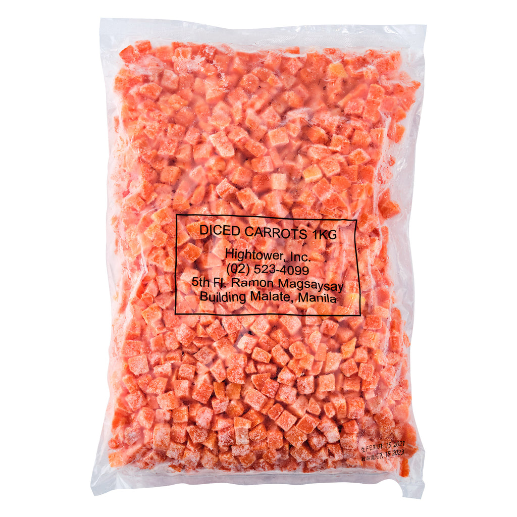 A pack of One World Deli Frozen Diced Carrots 1kg
