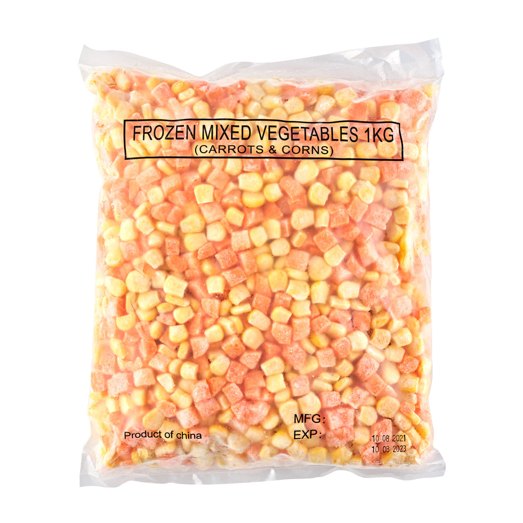 A pack of One World Deli Frozen Mixed Corn & Carrots 1kg