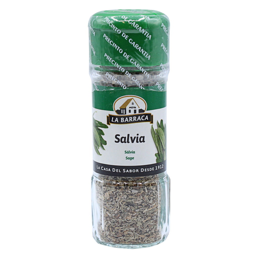A bottle of La Barraca Sage Leaves Whole in 16g from the healthy food grocery