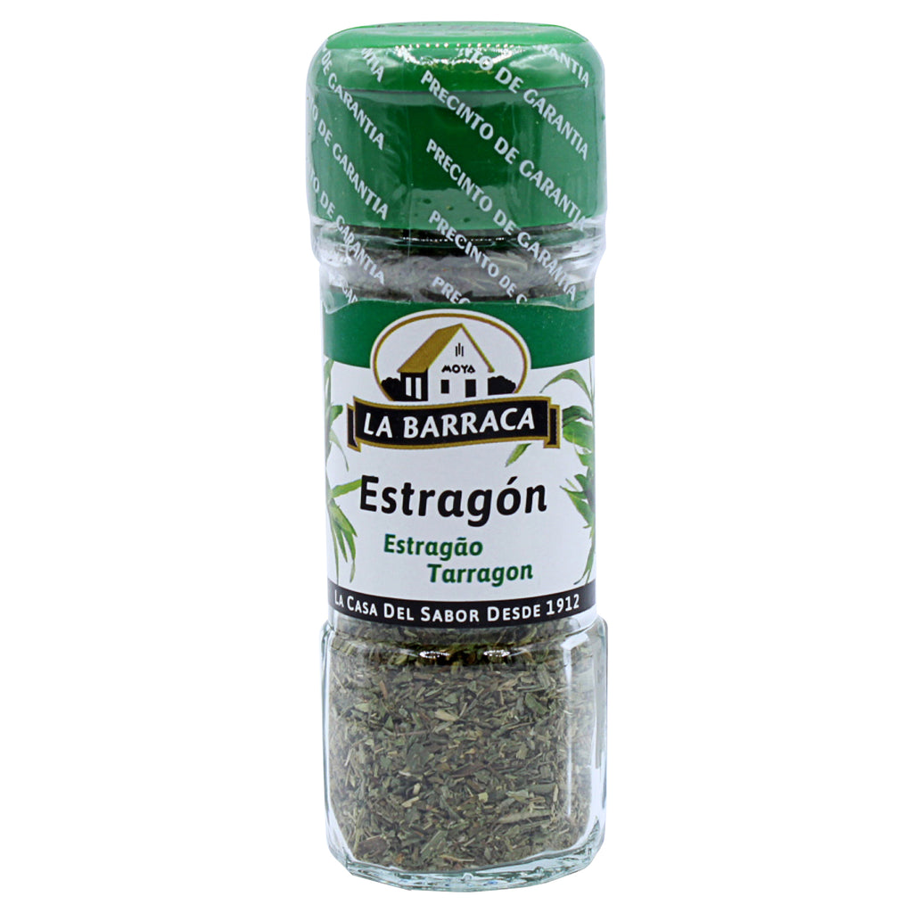 A bottle of La Barraca Tarragon Leaves Whole in 14g from the healthy food grocery
