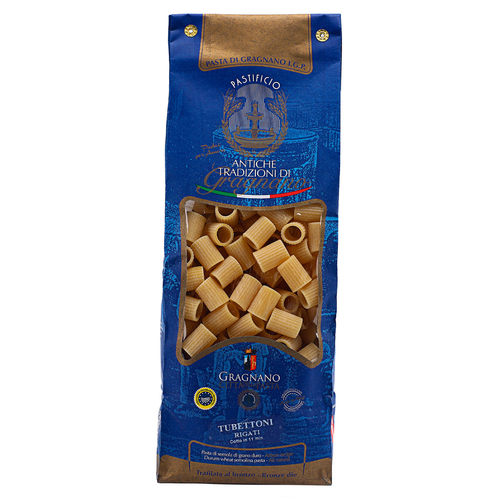 A pack of Antiche Tubettoni Rigati Pasta in 500 grams