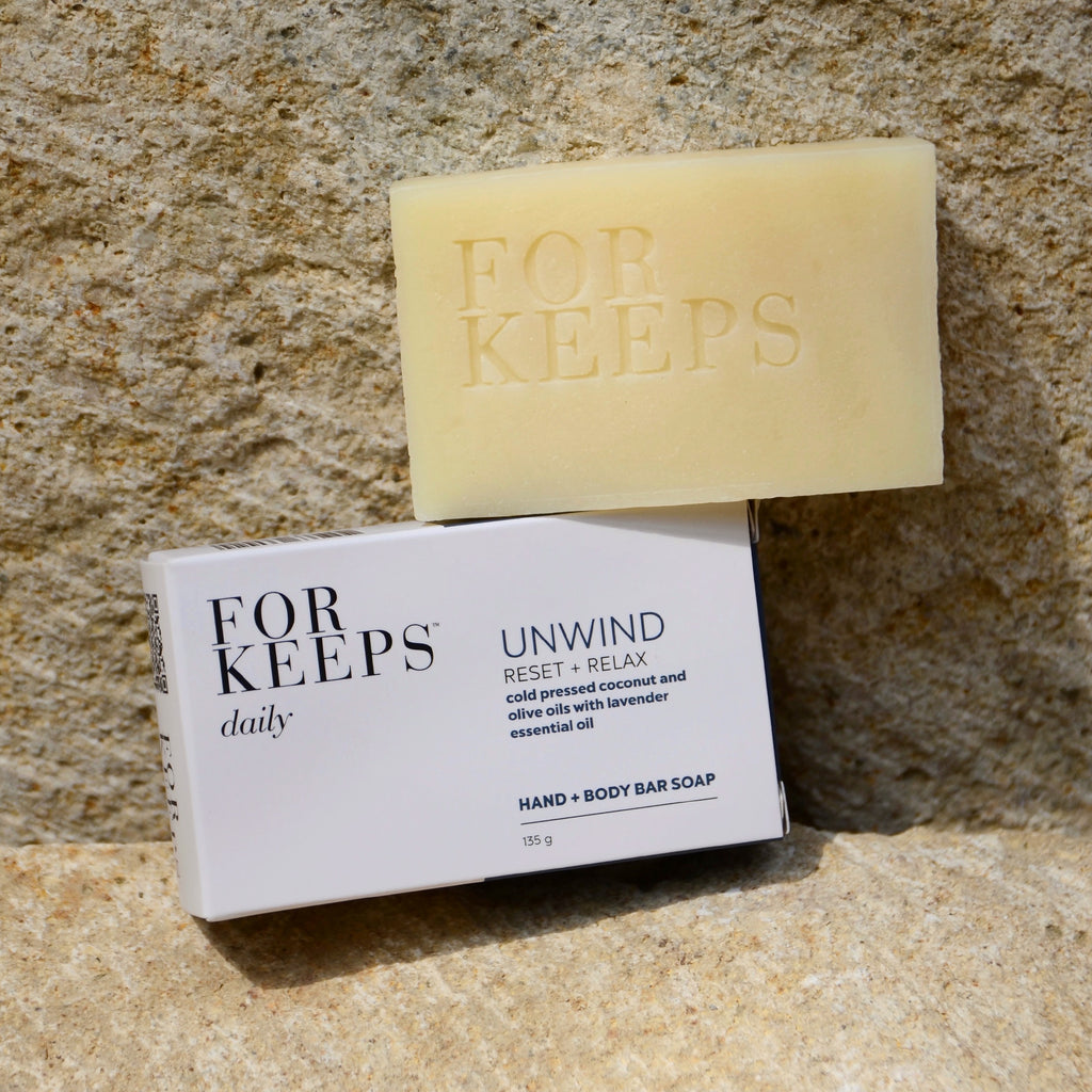 For Keeps Unwind hand and body bar soap 